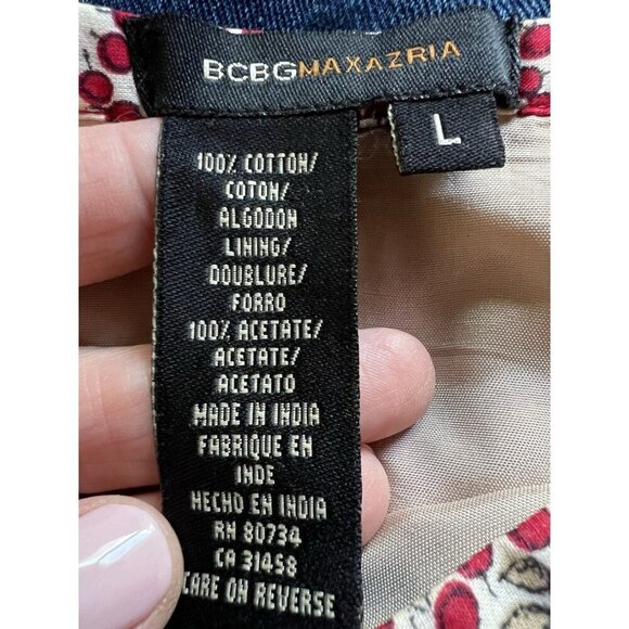 Vintage Y2K BCBG MaxAzria red paisley floral hi-low ruffle skirt L boho batik - Picture 4 of 8